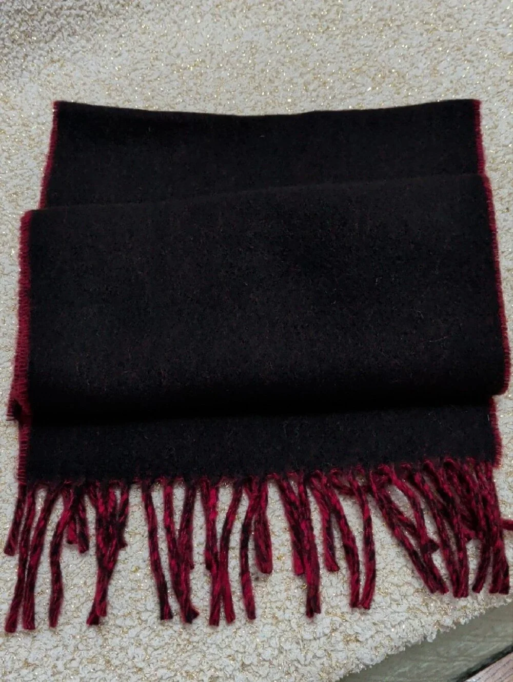 NWT Polo Ralph Lauren Big Pony Reversible Jacquard Wool Blend Scarf Black Red